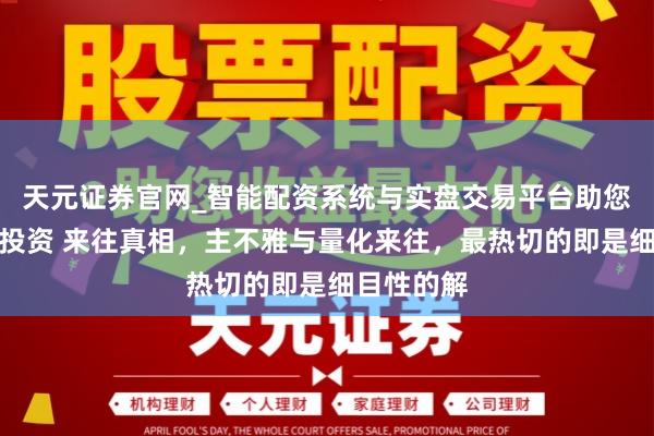 天元证券官网_智能配资系统与实盘交易平台助您高效理性投资 来往真相，主不雅与量化来往，最热切的即是细目性的解